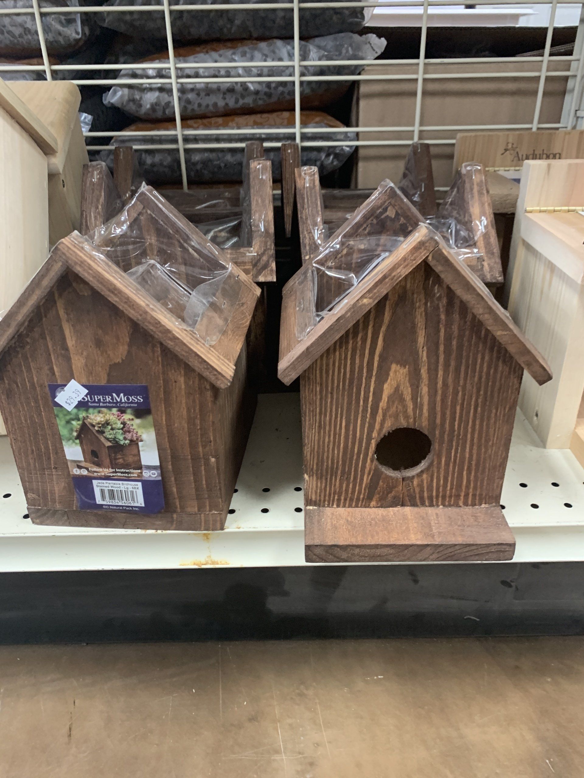 SuperMoss Wooden Birdhouse with Garden Section on the roof