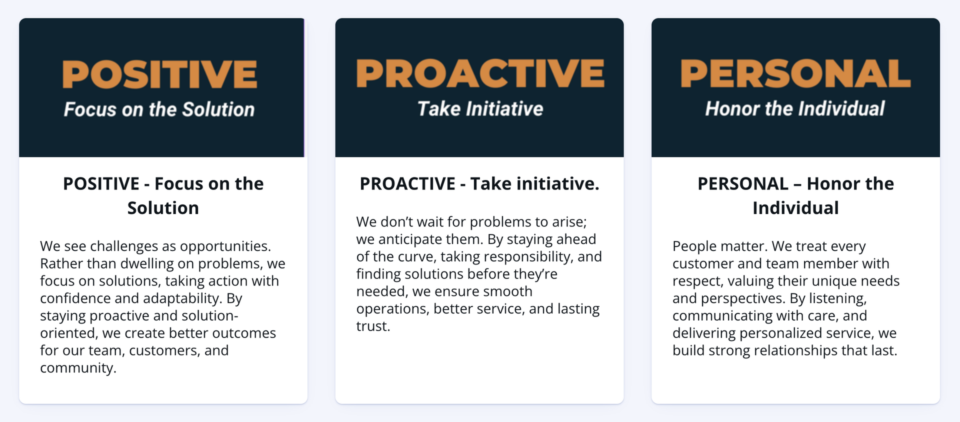 A poster that says positive proactive personal reliable supportive accountable teachable