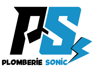 A blue and black logo for plomberie sonic