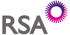 The rsa logo has a pink and purple sun in the middle.