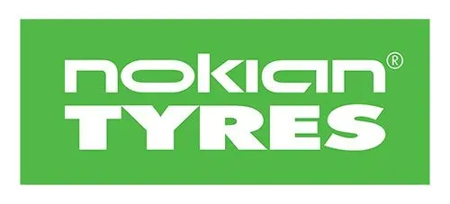 The logo for nokia tires is green and white.
