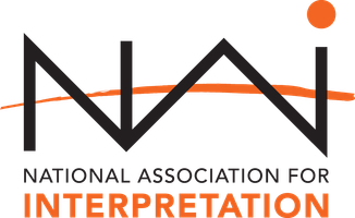 The logo for the national association for interpretation is black and orange.
