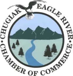 The logo for the chugiak eagle river chamber of commerce