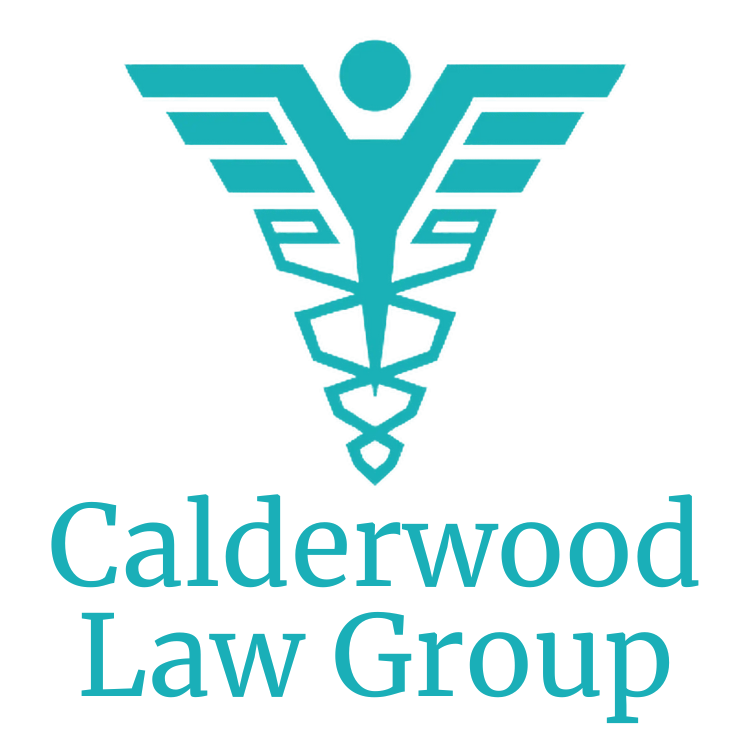 The calderwood law group logo has a medical symbol on it.