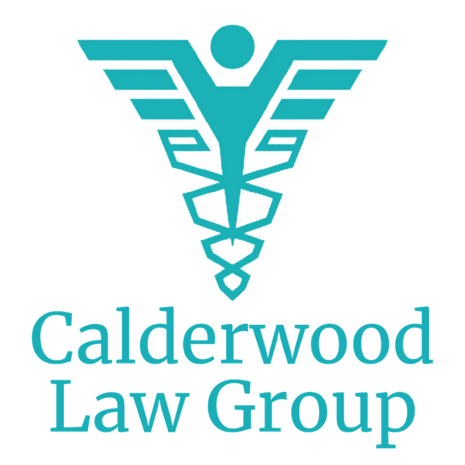 The calderwood law group logo has a medical symbol on it.