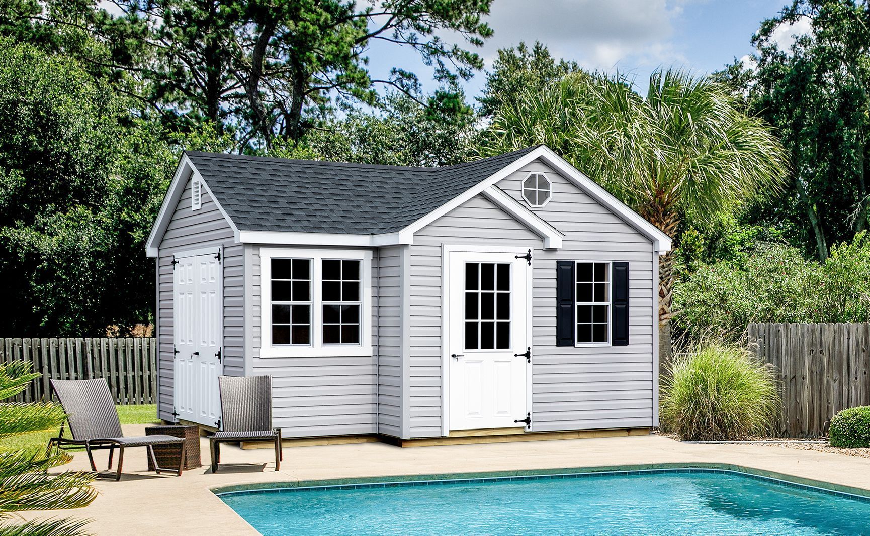 gray pool house