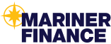 Mariner Finance logo: Blue text with a yellow compass rose.