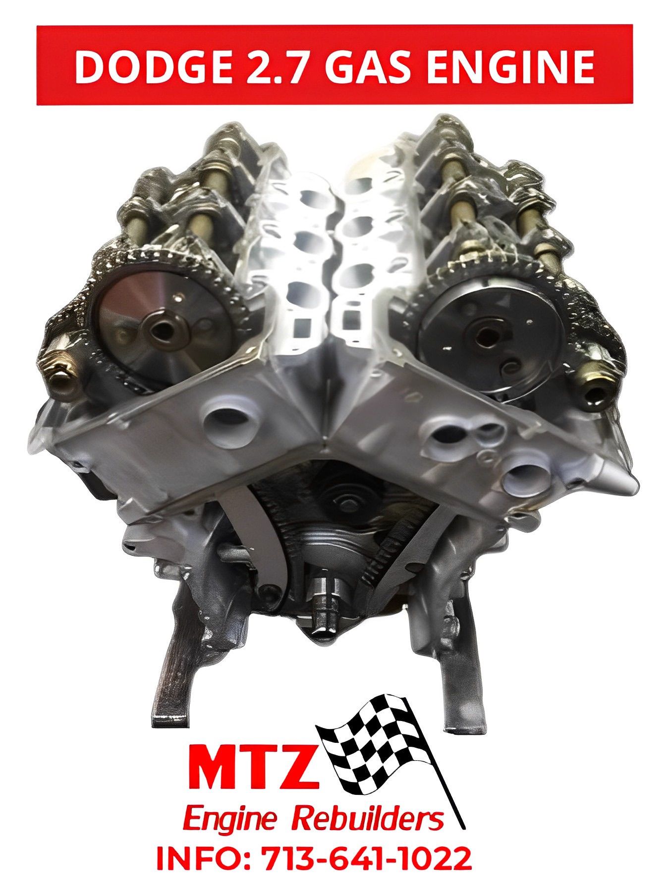 A picture of a dodge 2.7 gas engine from mtz engine rebuilders