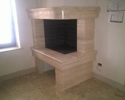 Fireplace made of Navona White Travertine