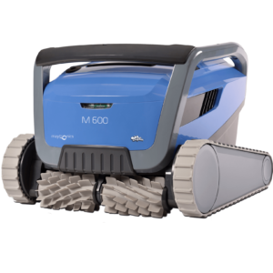 Blue and Gray Dolphin M600 Robotic Pool Cleaner With Scrub Brushes and Treads — Port Douglas Pool Shop in Craiglie, QLD