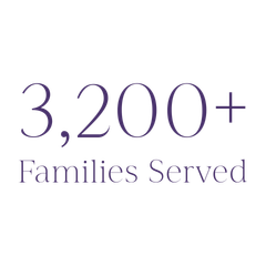 3,200+ families served in purple text.