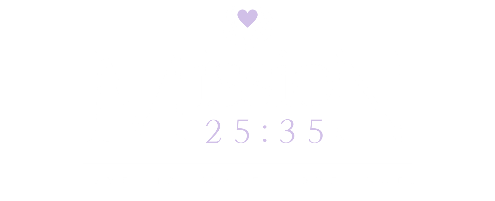 A light purple heart above the numbers 25:35, all on a white background.