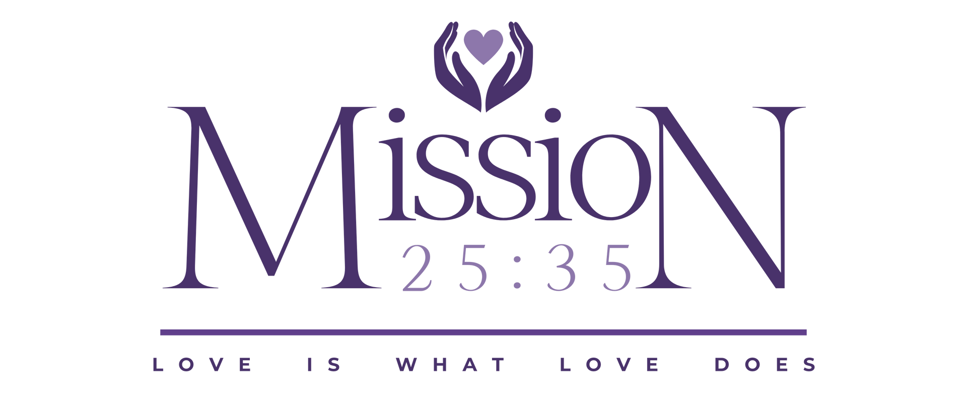 Logo of Mission 25:35 with a heart symbol and hands. Text reads 