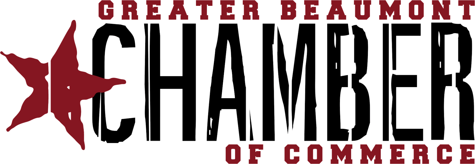 Greater Beaumont Chamber of Commerce logo with a maroon star and black block letters.