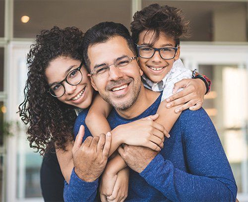 Hispanic family smiling