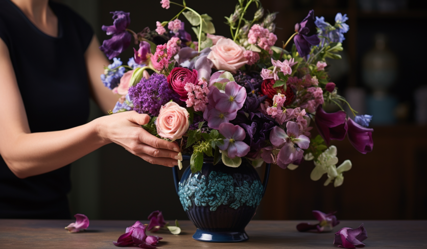 overcrowded flower arrangement
