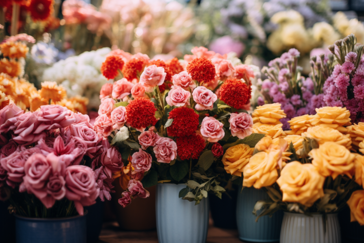 flowers on vases