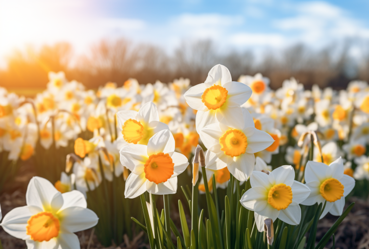 beautigul daffodils in the field