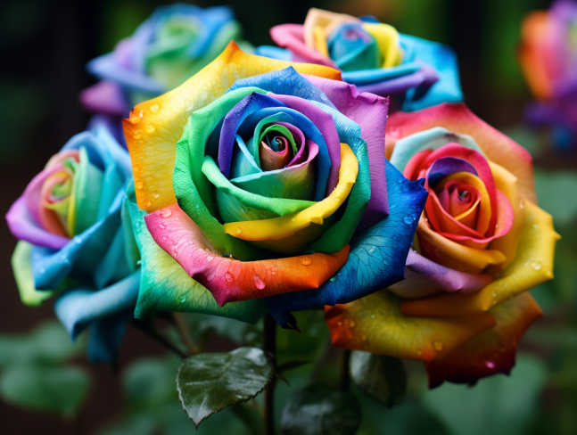 stunning blooms of rainbow roses