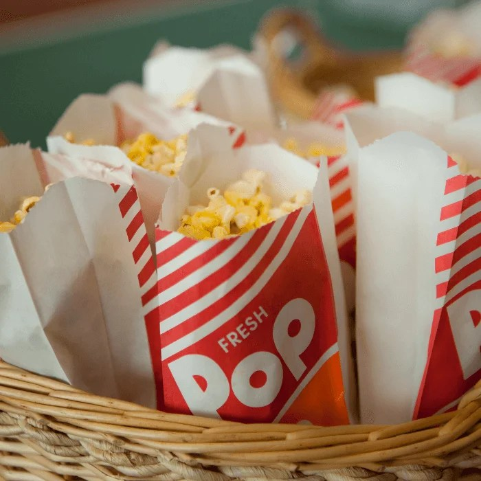 A basket filled with bags of fresh pop