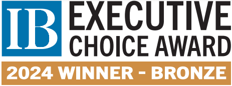 IB Executive Choice Award logo with 2024 Winner – Bronze banner in blue, black, and gold.