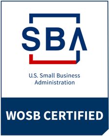 SBA WOSB Certified badge with U.S. Small Business Administration logo in blue and red