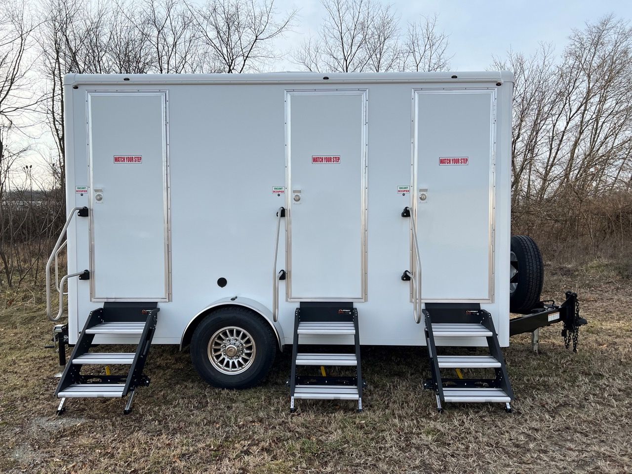 Portable Restroom In Forest — Downey, CA — Affordable Porta Potty Affordable Portables LLC 4 Unit Luxury Restroom Trailer — Downey, CA — Affordable Porta Potty Affordable Portables LLC