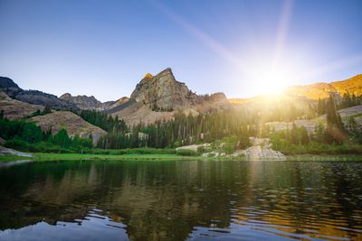 a desert landscape with mountains in the background and trees in the foreground .