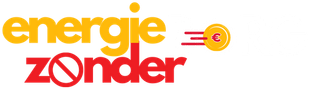 Een geel en rood logo met de tekst energie = zonder