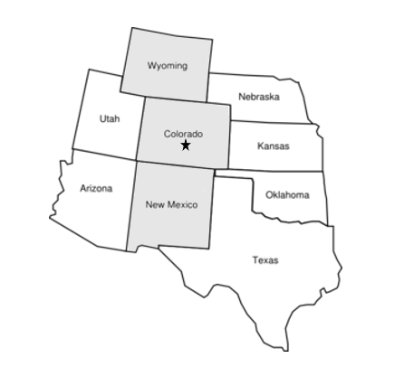 A black and white map of the united states