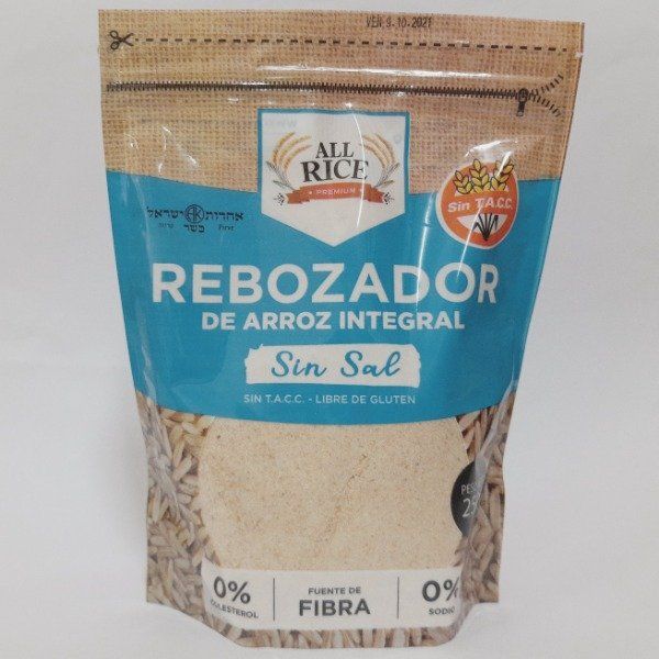 A bag of all rice rebozador de arroz integral sin sal