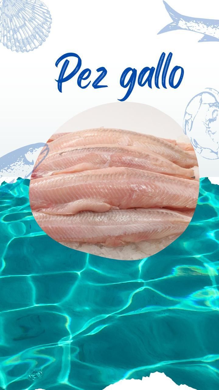 Un anuncio de Pez Gallo con una imagen de un pez en el agua.