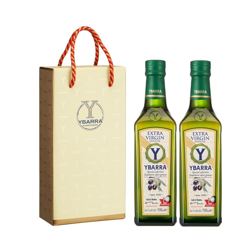 【2入禮盒組】生飲入門款 0.26%酸價 西班牙原裝 100%特級冷壓初榨橄欖油500ml 玻璃瓶 原裝進口 送禮 伴手禮