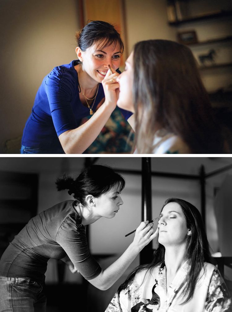 séance de maquillage mariée. Ameline réalise la prestation beauté