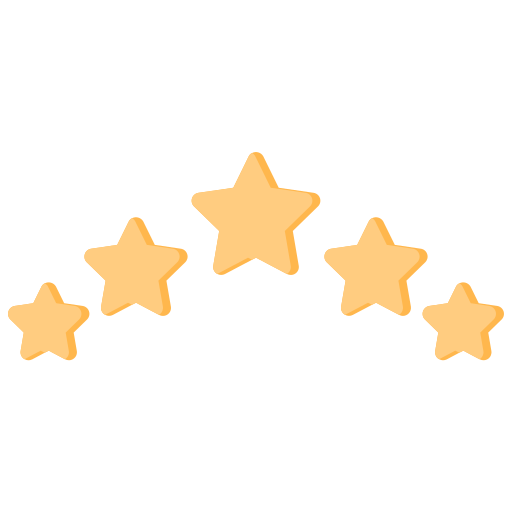 A row of yellow stars on a white background.