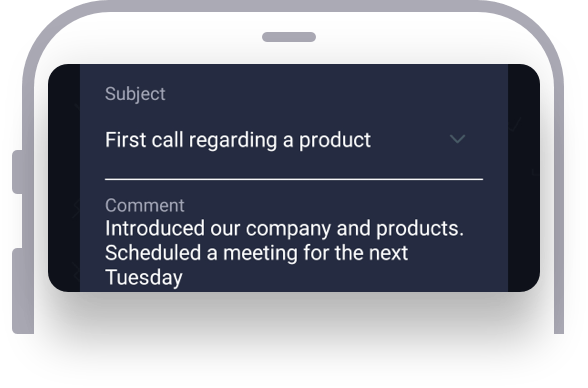 subject and comment on phone screen