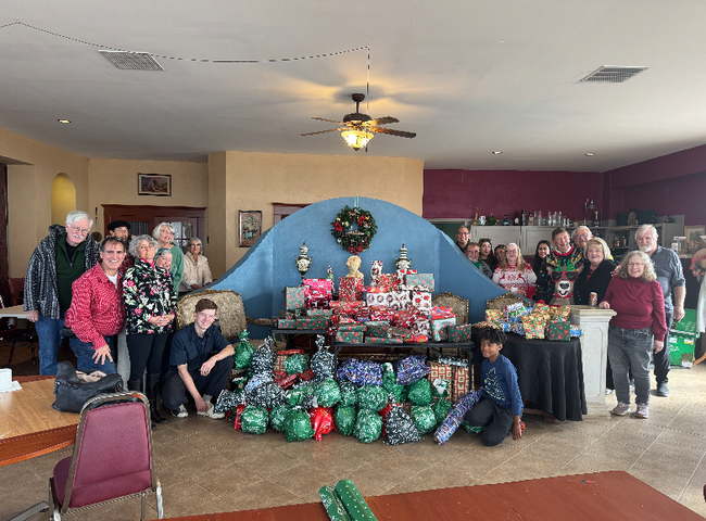 The gift wrapping crew at the La Mision Performing Arts Center (LMPAC)