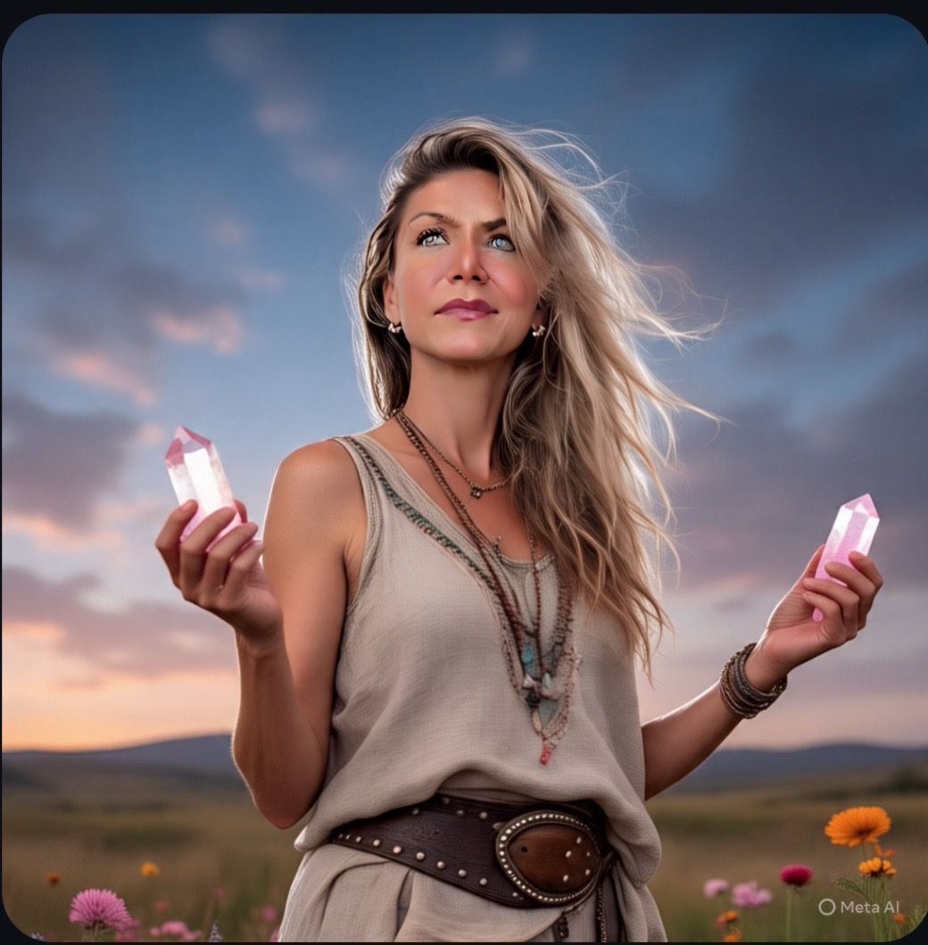 Fortune teller with hands over tarot cards, surrounded by candles, and a crystal ball.