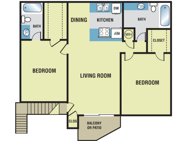 A floor plan of a house showing the bedroom and living room