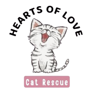 A logo for Hearts of Love cat rescue