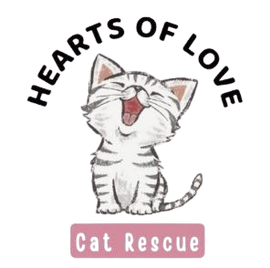 A logo for Hearts of Love cat rescue