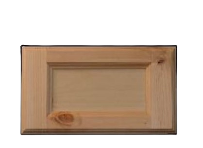 Wooden cabinet door with a rectangular recessed panel.