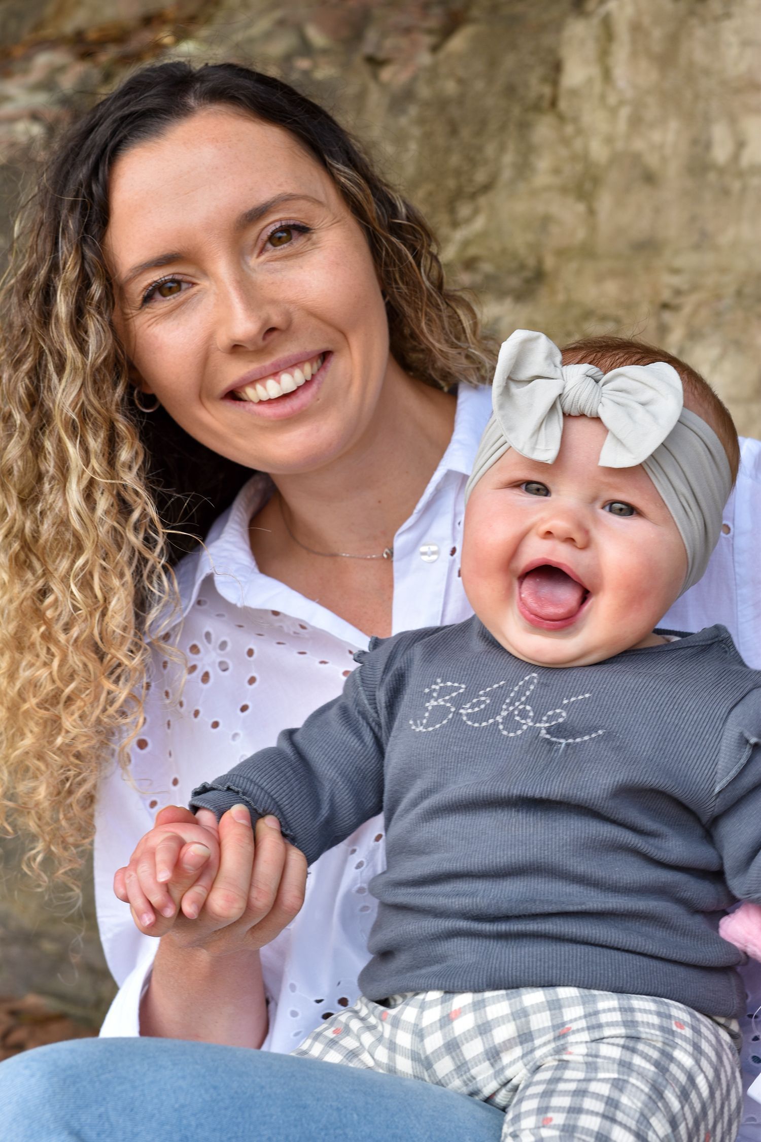 Mum and baby, enjoying a relaxed portrait photography session.