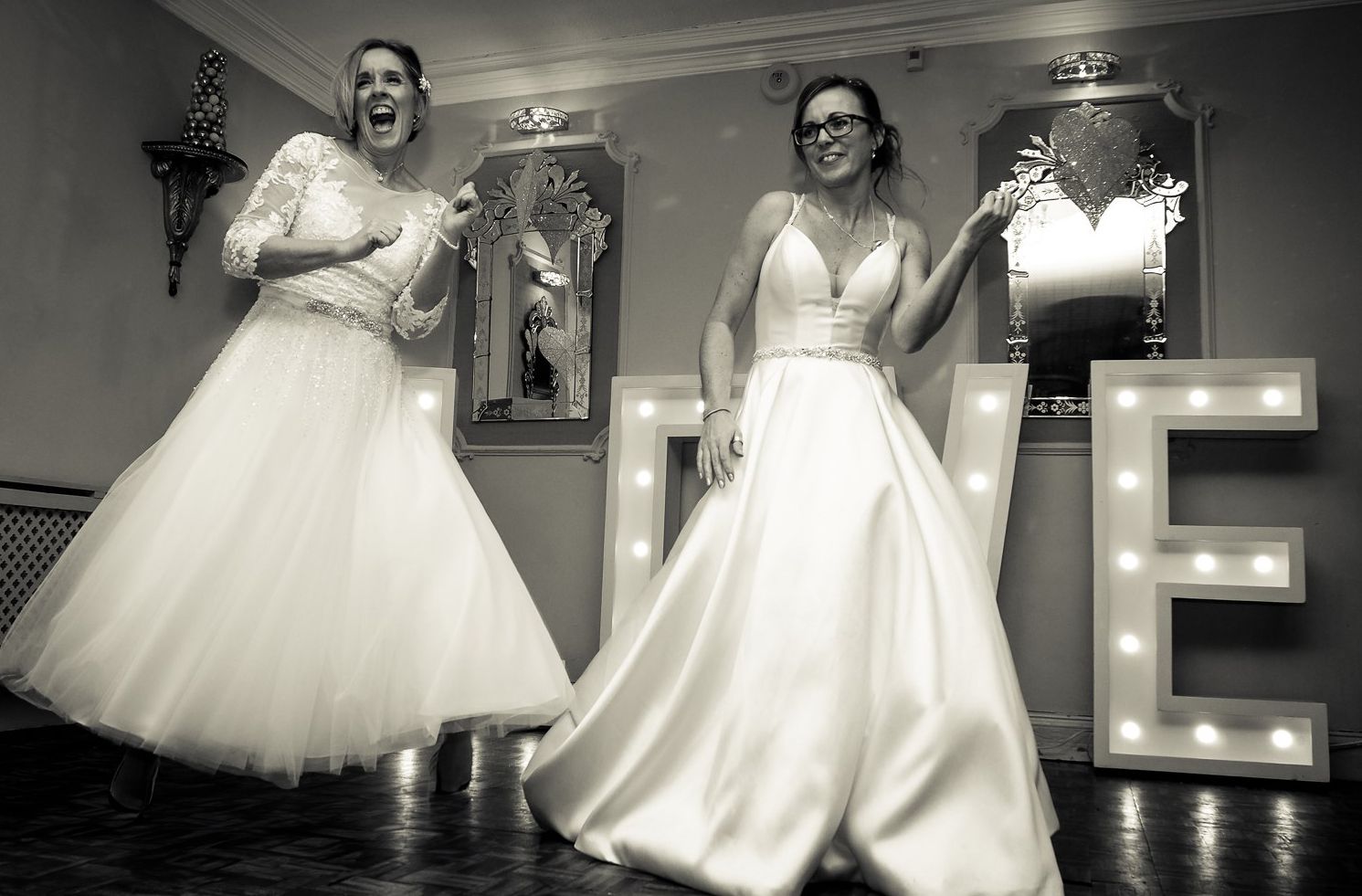 Photography of the bride and bride, celebrating their marriage with a dance at Bournemouth.