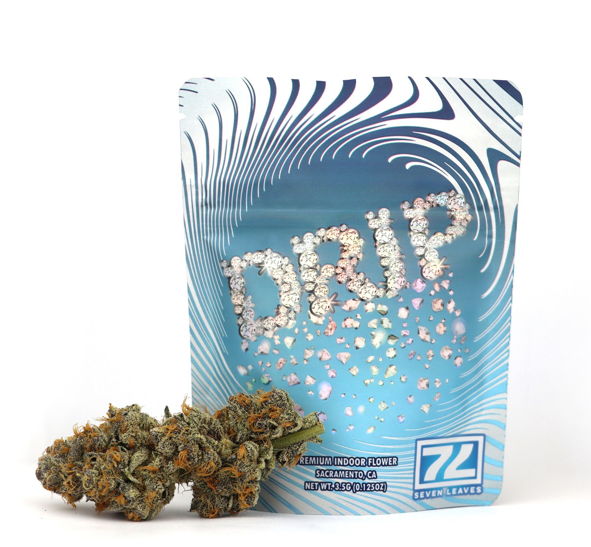 package spread of drip with weed next to it