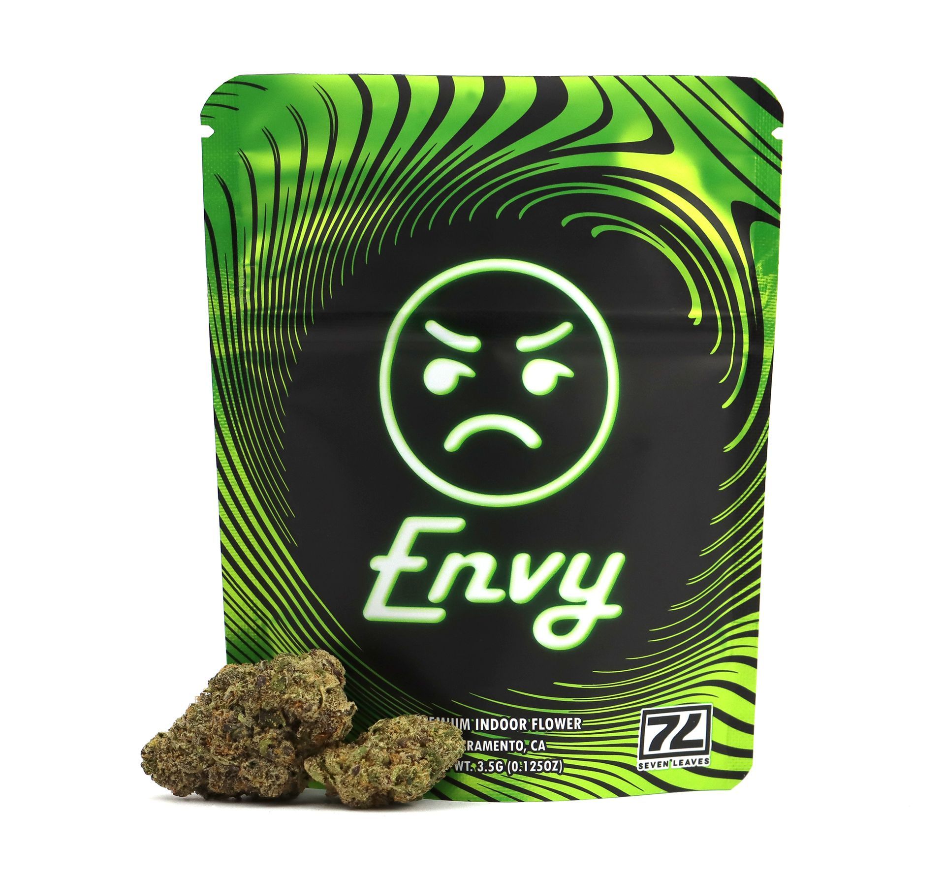 packaging spread of envy with weed next to it