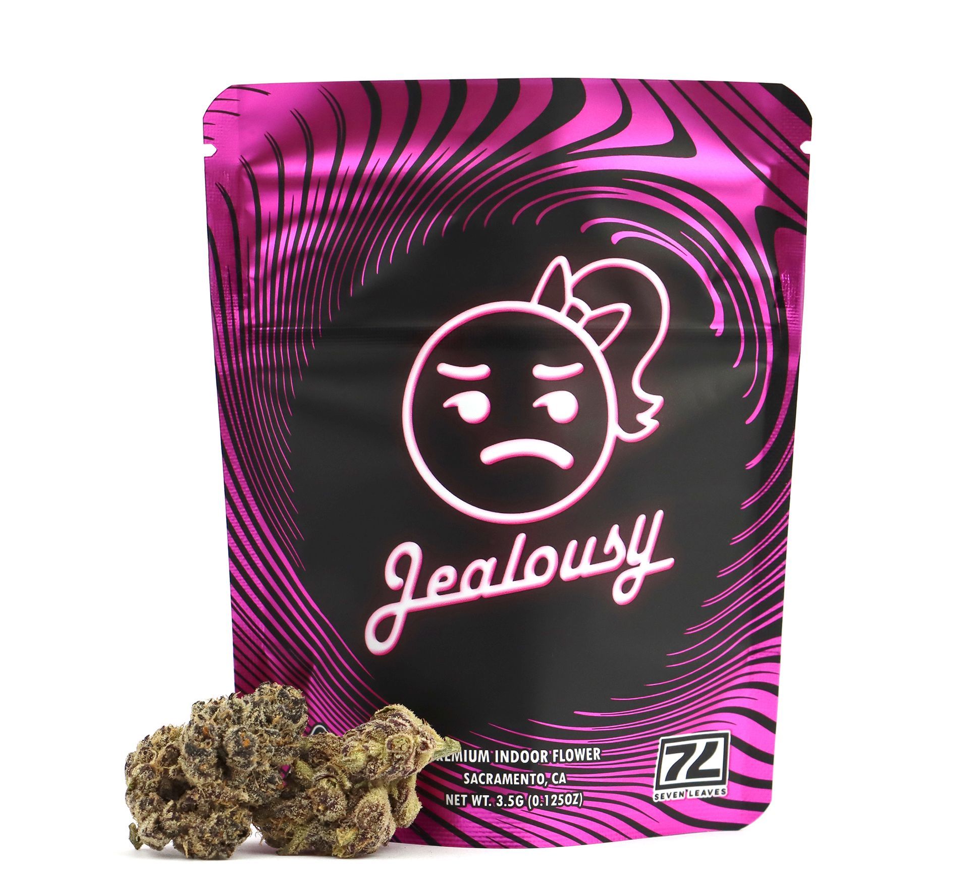 packaging spread of jealousy with weed next to it