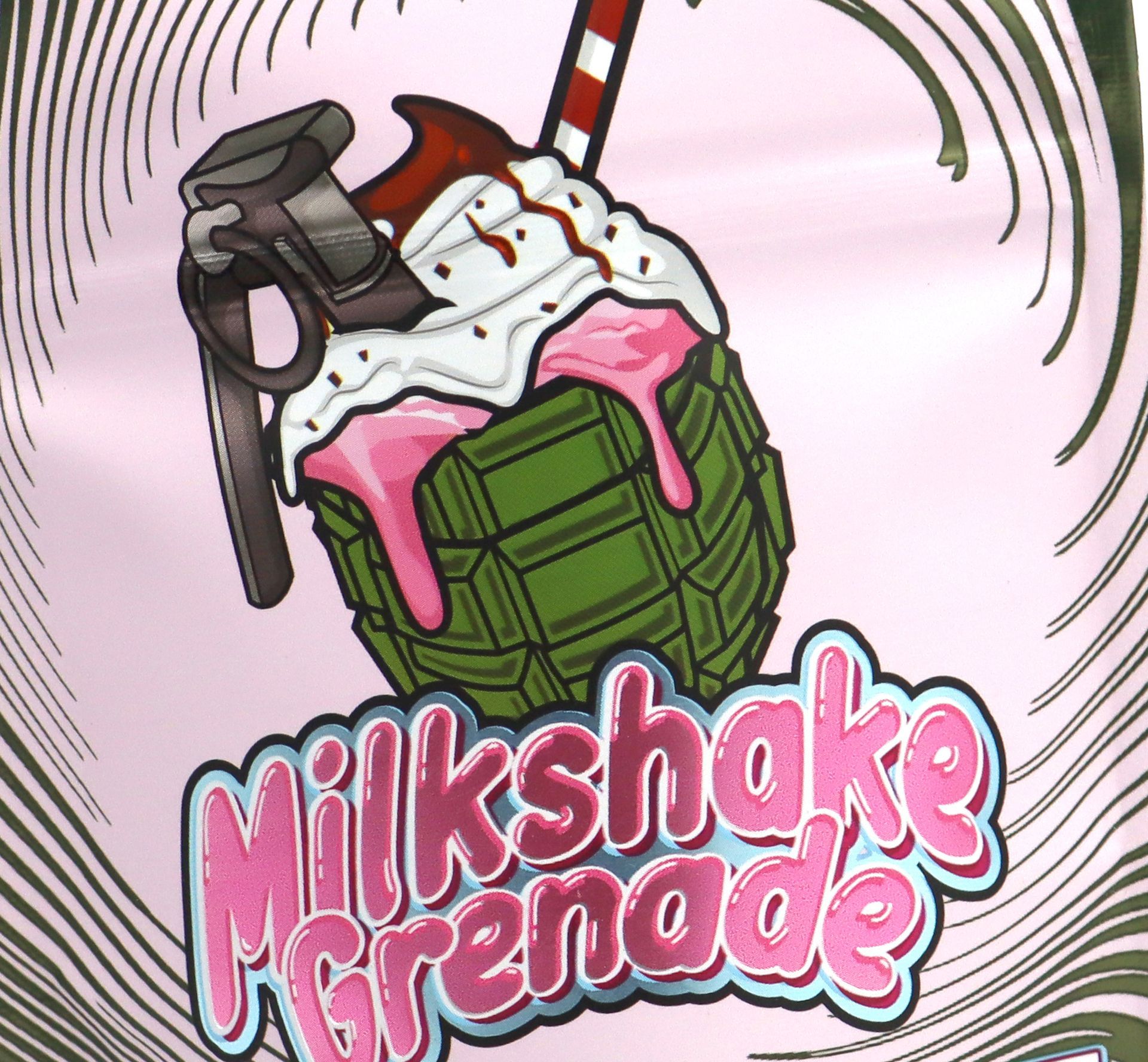 close up of milkshake grenade packaging logo