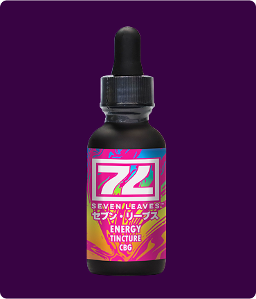 Bottle of 72 Semen/Leaves Energy Tincture with dropper, colorful label on a purple background.