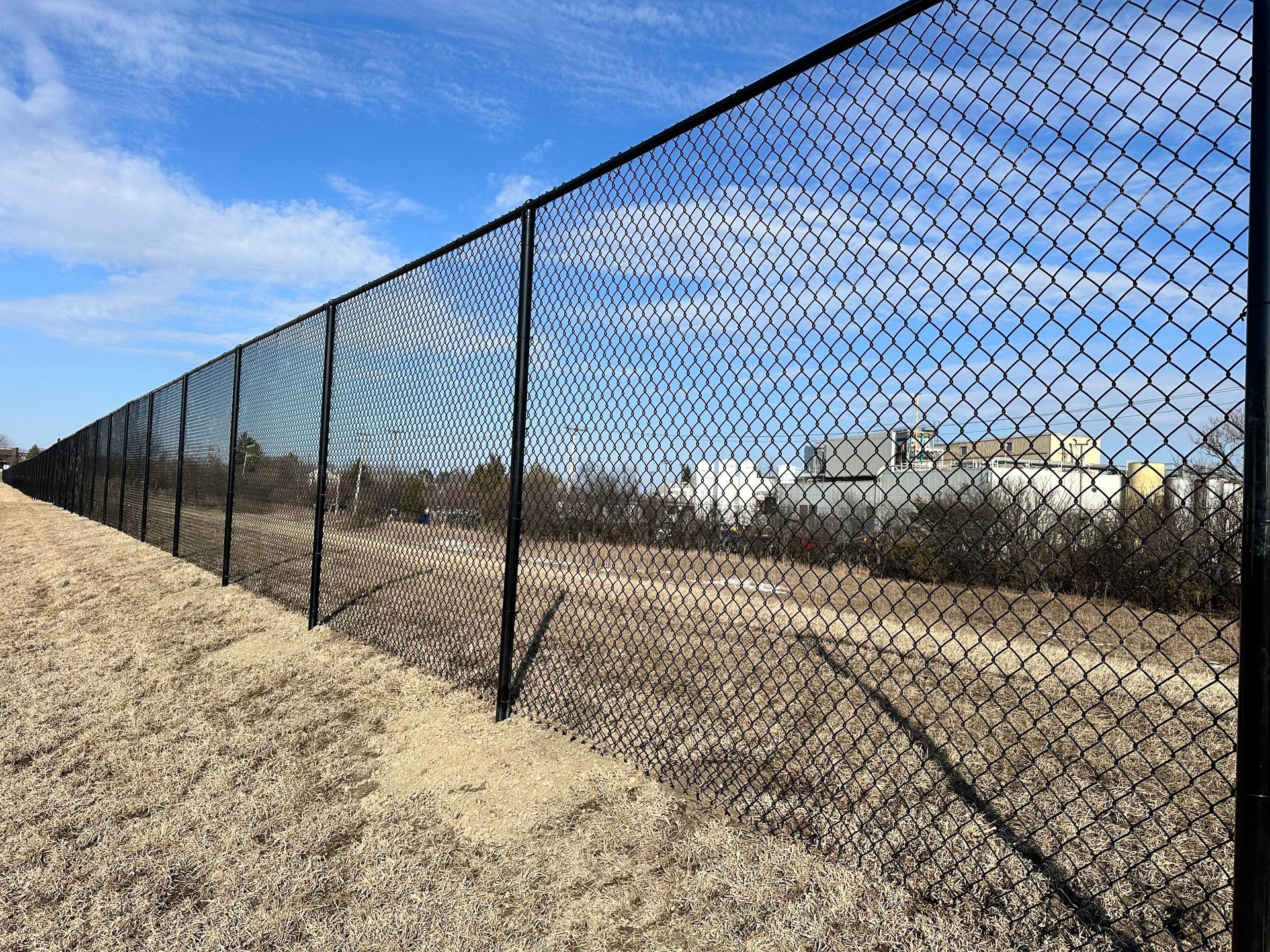 commercial black chain link fence installation Illinois